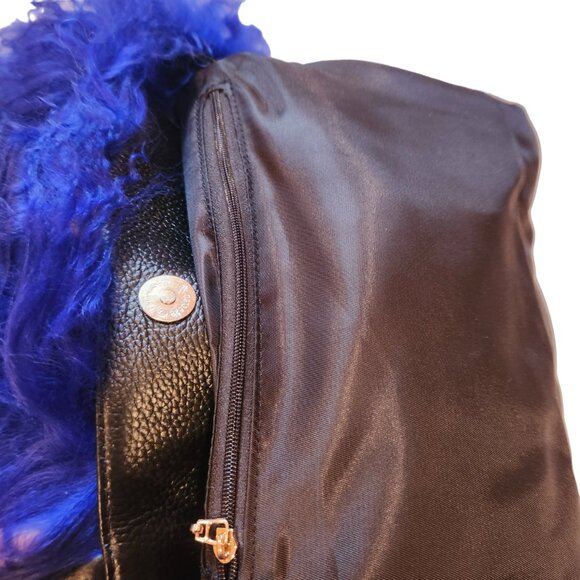 New Blue Mongolian Lamb Fur Hand Bag - Picture 9 of 11